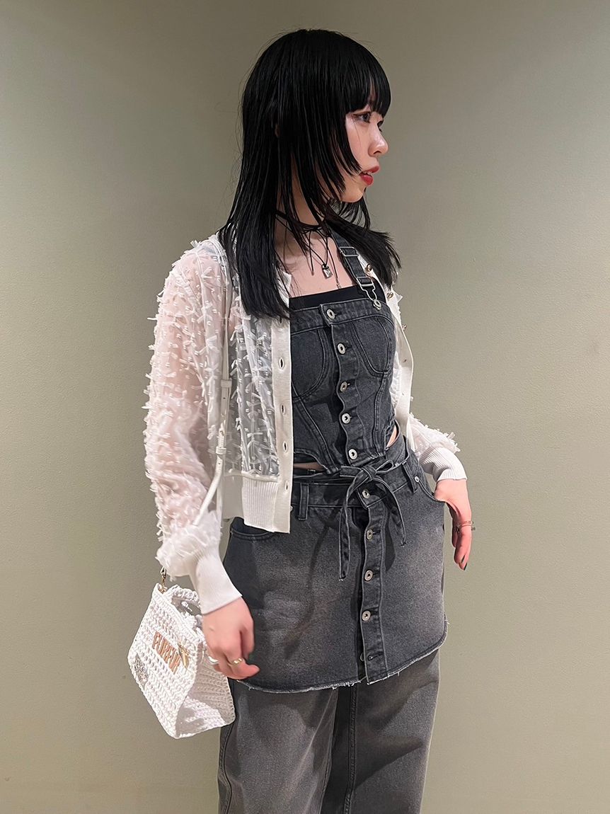 FURFUR♡肩紐付き2WAYスカート 限定サイズ】2WAYレイヤードトリミングスカート(ロングスカート
