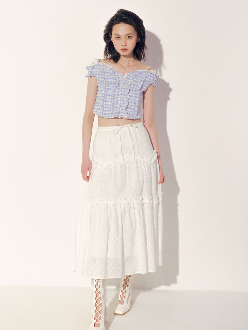 FURFUR コサージュフレアスカート ホワイト アイボリー オンライン セールファッション - FURFUR コサージュフレアスカート