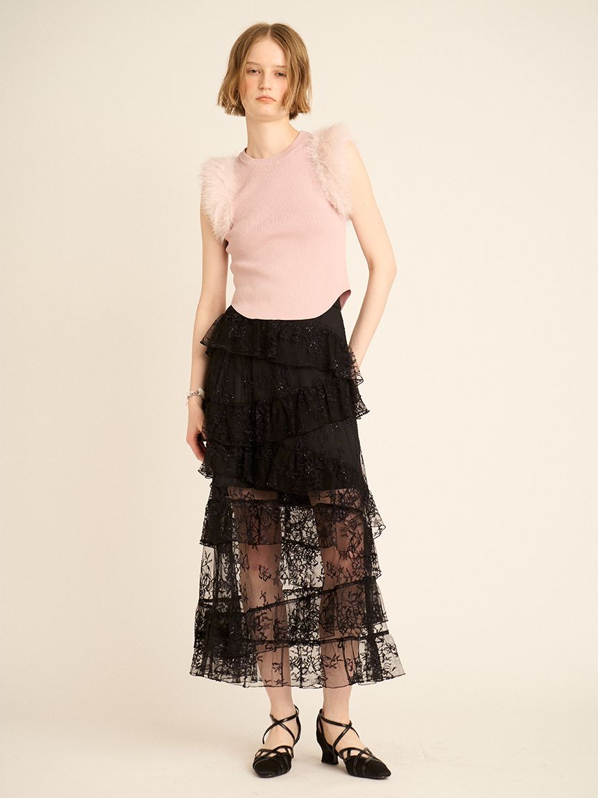 ティアードレーススカート(ロングスカート)｜ボトムス｜FURFUR