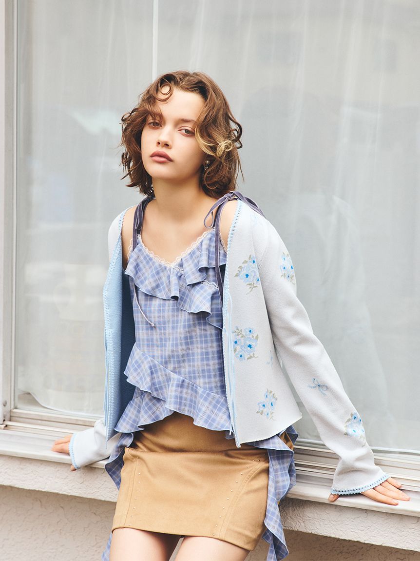 evisu ハート刺繍ミニスカート evisu ハート刺繍ミニスカート 遮光バイカラーハート刺繍ミニ