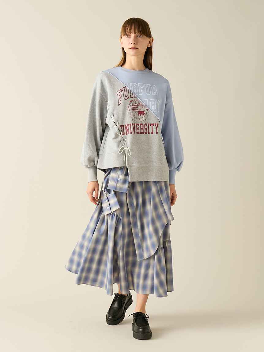 シャツドッキングチェックスカート(ロングスカート)｜ボトムス｜FURFUR