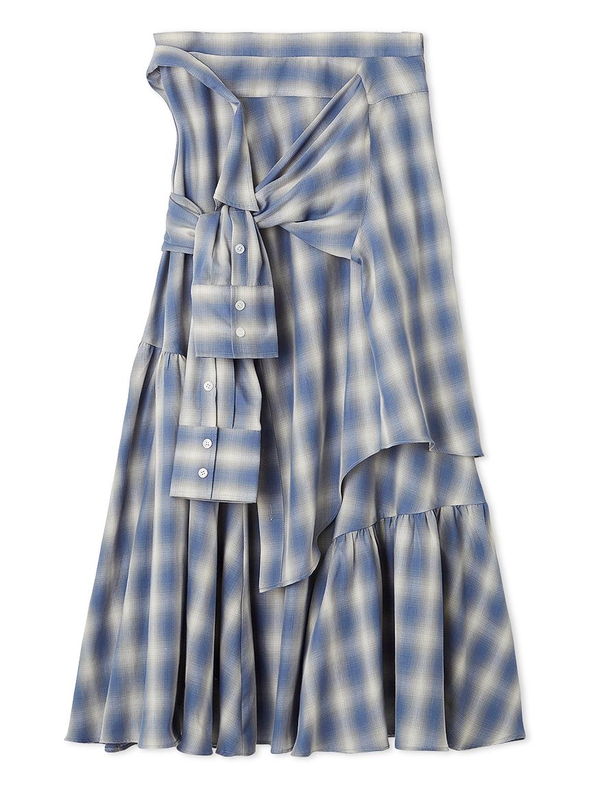 完売品　ファーファー シャツドッキングチェックスカート シャツドッキングチェックスカート(ロングスカート)｜ボトムス｜FURFUR