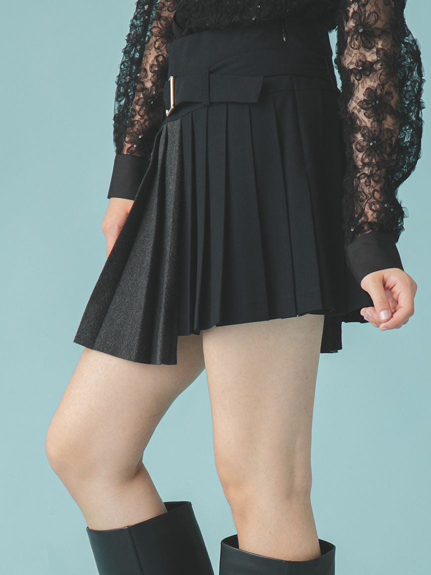 バイカラープリーツミニスカート(ミニスカート)｜ボトムス｜FURFUR