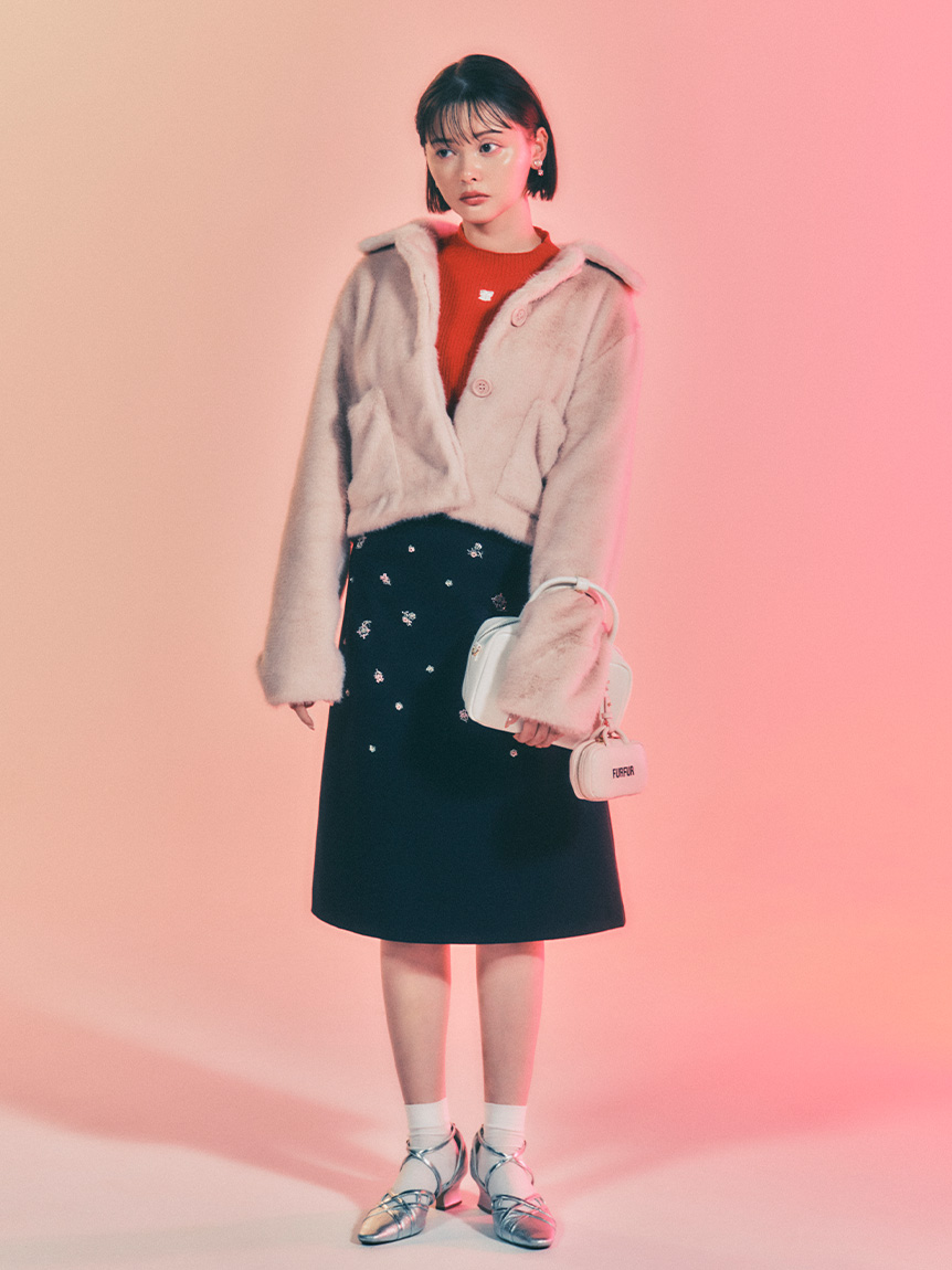 ビーズ刺繍ミディスカート(ミニスカート)｜ボトムス｜FURFUR（ファー