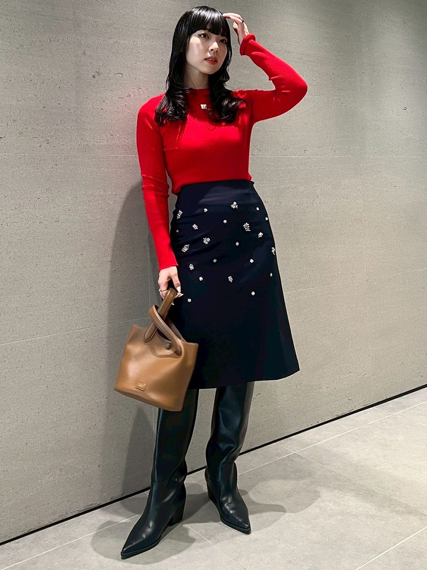 ビーズ刺繍ミディスカート(ミニスカート)｜ボトムス｜FURFUR（ファー