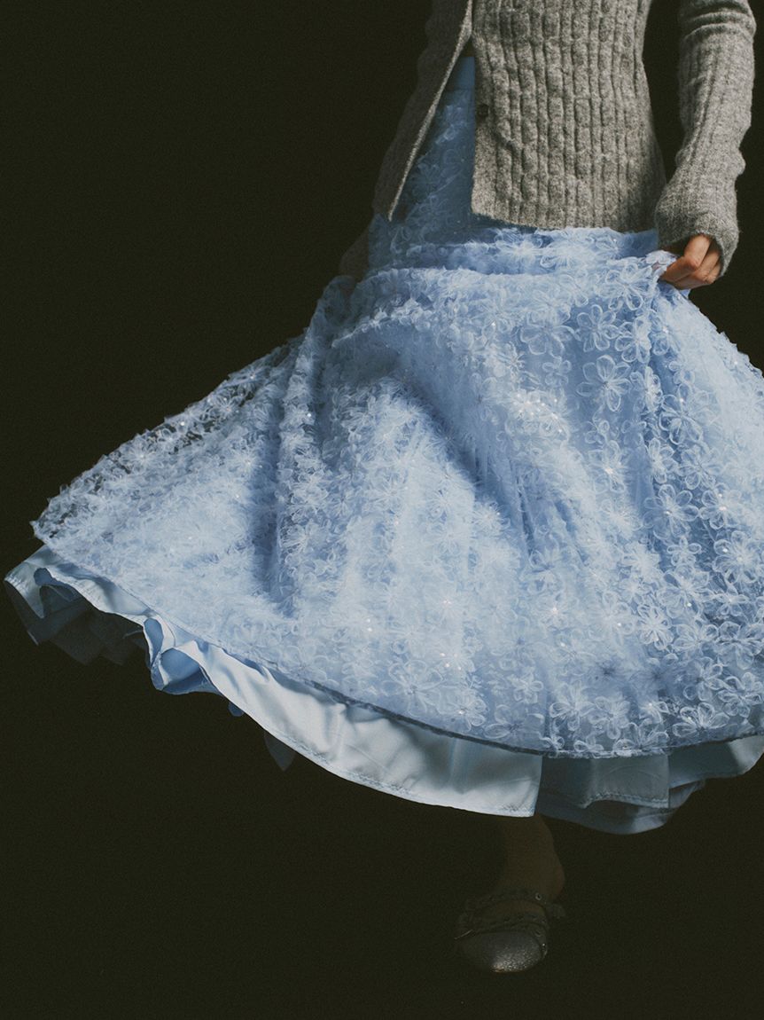 立体フラワーレーススカート(ロングスカート)｜ボトムス｜FURFUR