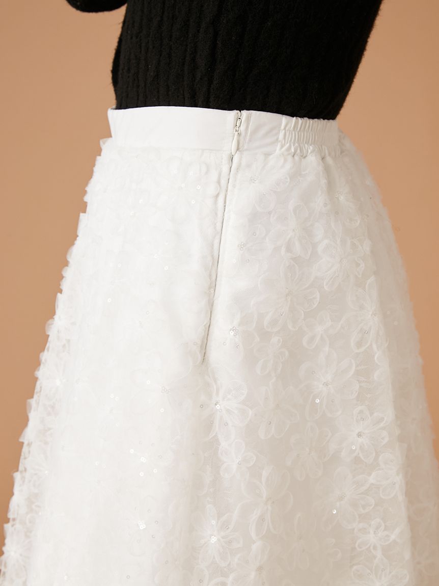 立体フラワーレーススカート(ロングスカート)｜ボトムス｜FURFUR