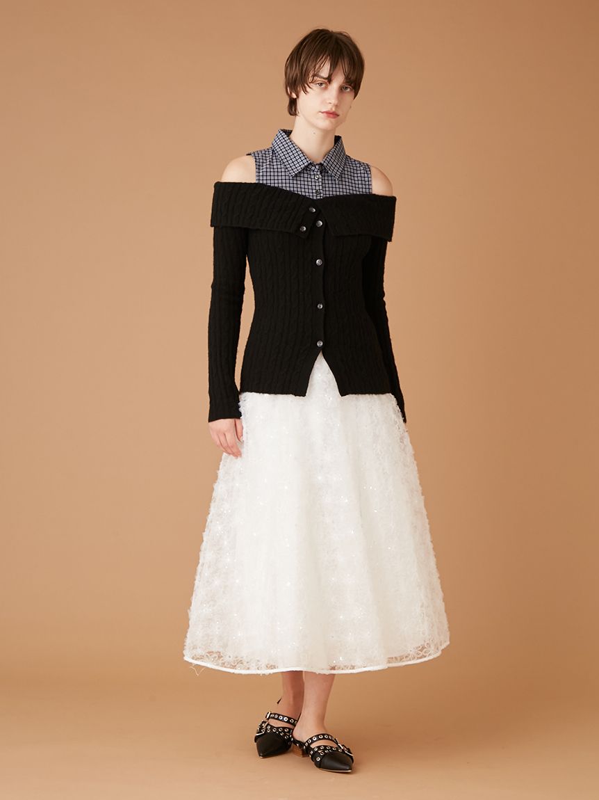 立体フラワーレーススカート(ロングスカート)｜ボトムス｜FURFUR