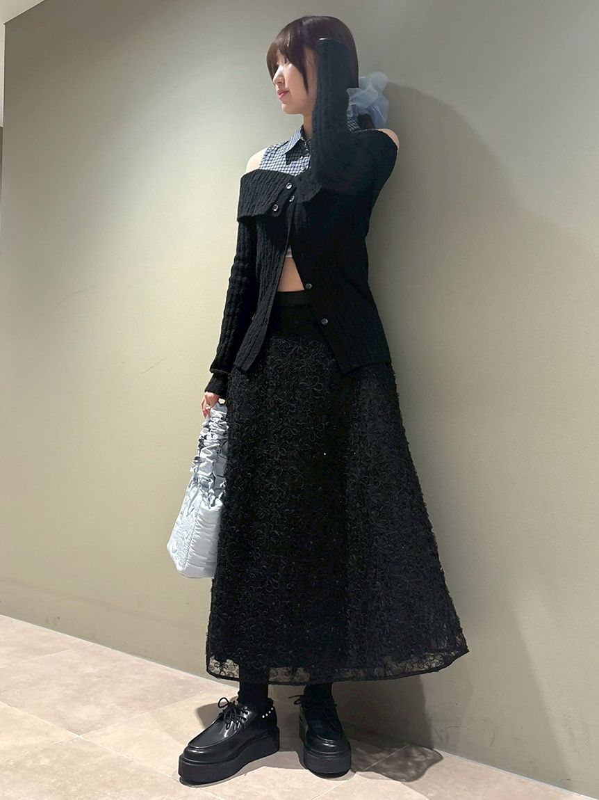 立体フラワーレーススカート(ロングスカート)｜ボトムス｜FURFUR
