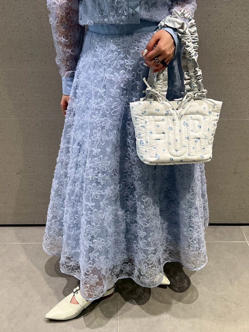 エコファーヘムレーススカート 立体フラワーレーススカート(ロングスカート)｜ボトムス｜FURFUR