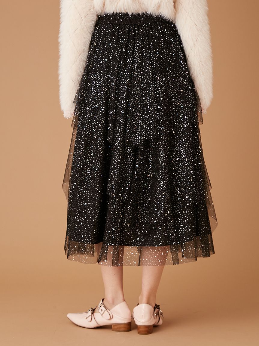 紫ラメのロングスカート 裾アシンメトリープリーツロングスカート【Hana服】 通販