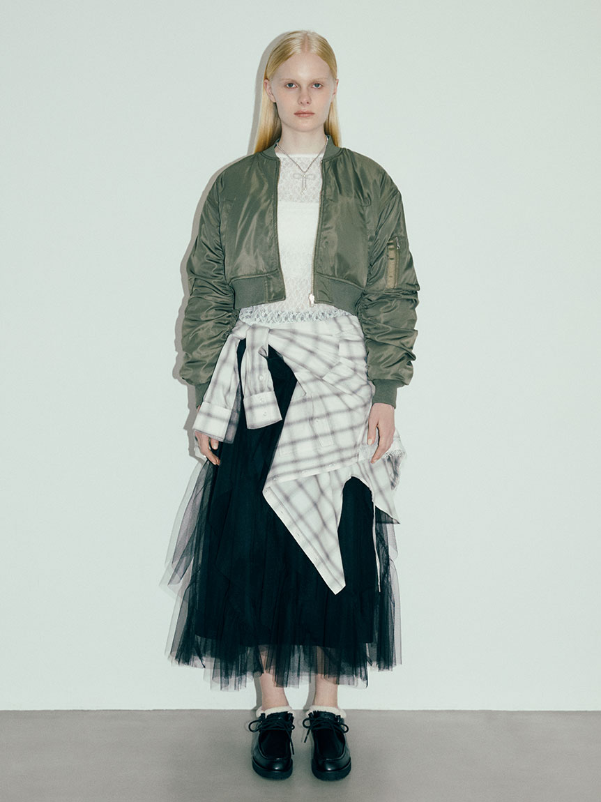 ラッフルデザインチュールスカート(ロングスカート)｜SKIRT｜FURFUR