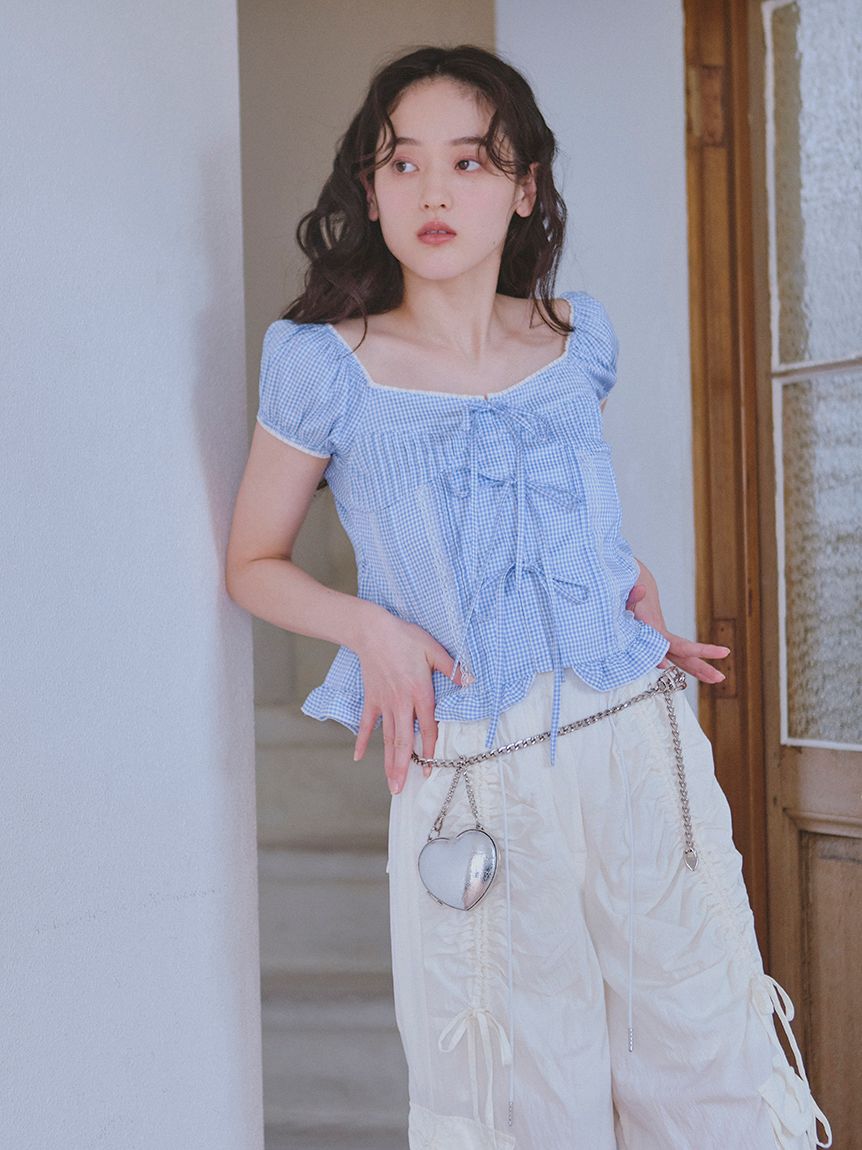 furfur◆25SS/ピンタックデザインブラウス/one/ポリエステル/BLU/チェック/RWFT251072// ピンタックデザインブラウス(ブラウス)｜トップス｜FURFUR