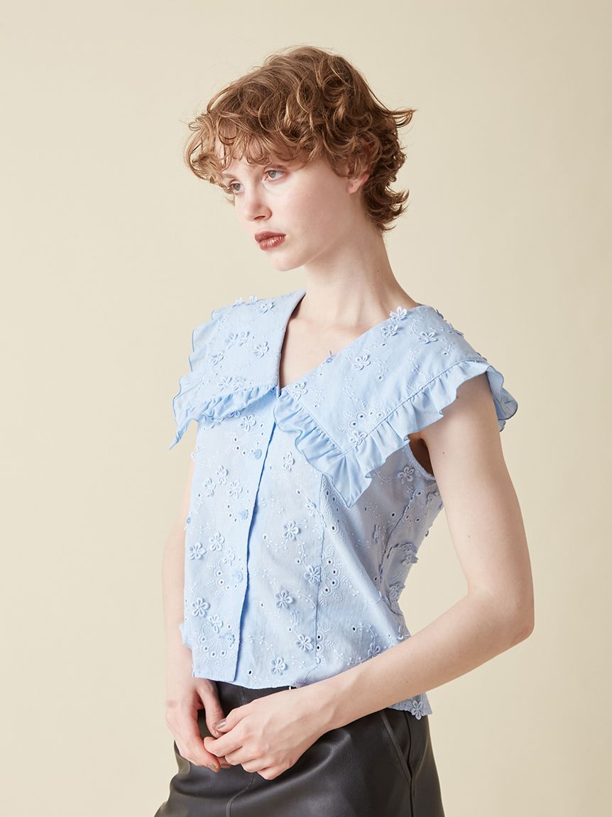 韓国女子FJ 水色 花柄 ノースリブシャツ スカート セットアップ 韓国女子FJ 水色 花柄 ノースリブシャツ スカート セットアップ ビッグ