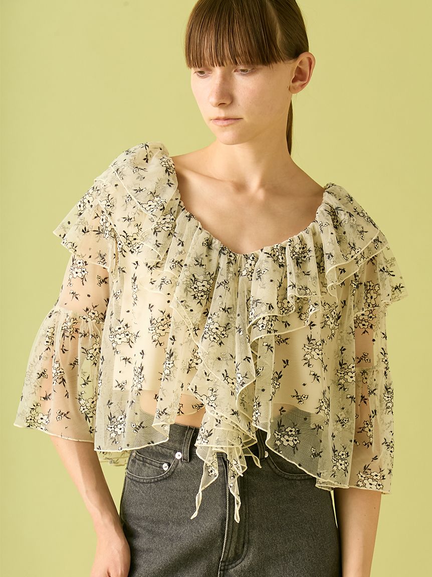 フラワーレースラッフルブラウス(シャツ／ブラウス)｜トップス｜FURFUR