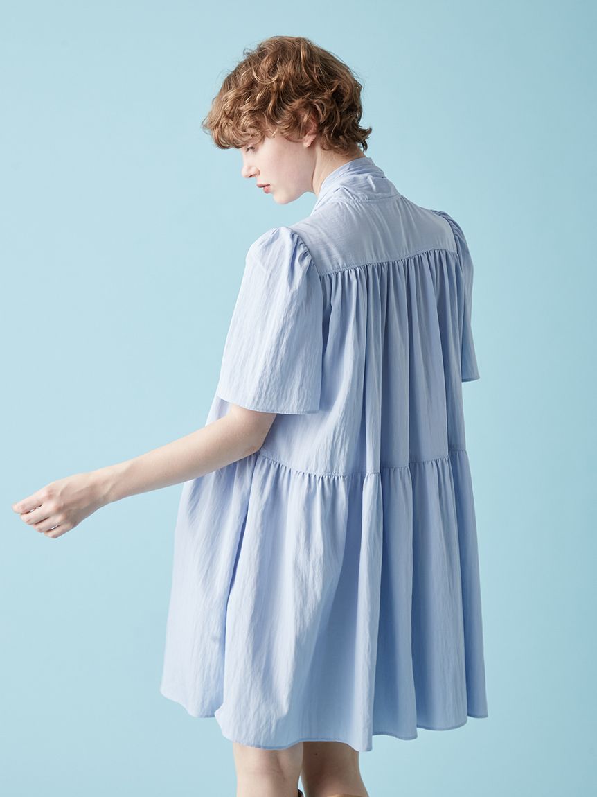 ボウタイギャザーチュニックシャツ(シャツ／ブラウス)｜トップス