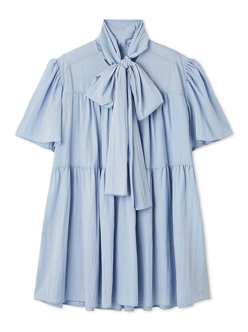 ボウタイギャザーチュニックシャツ(シャツ／ブラウス)｜トップス