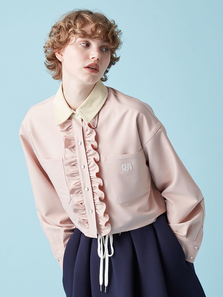 ♡♡♡ ロゴ刺繍フリルシャツ(シャツ／ブラウス)｜トップス｜FURFUR