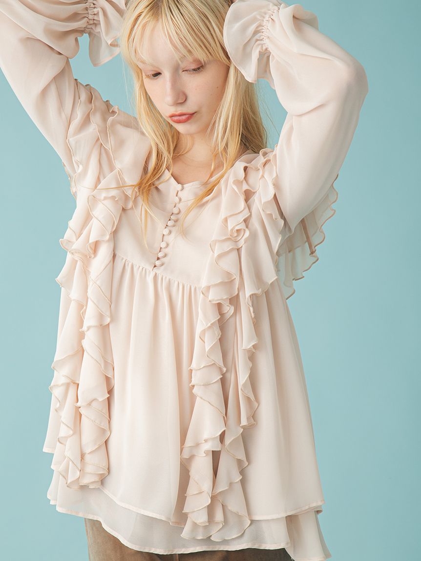 フリルチュニックブラウス(シャツ／ブラウス)｜トップス｜FURFUR