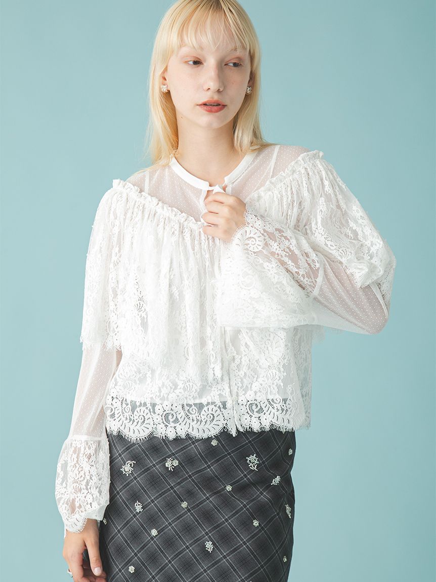 スカラップレースブラウス(シャツ／ブラウス)｜トップス｜FURFUR