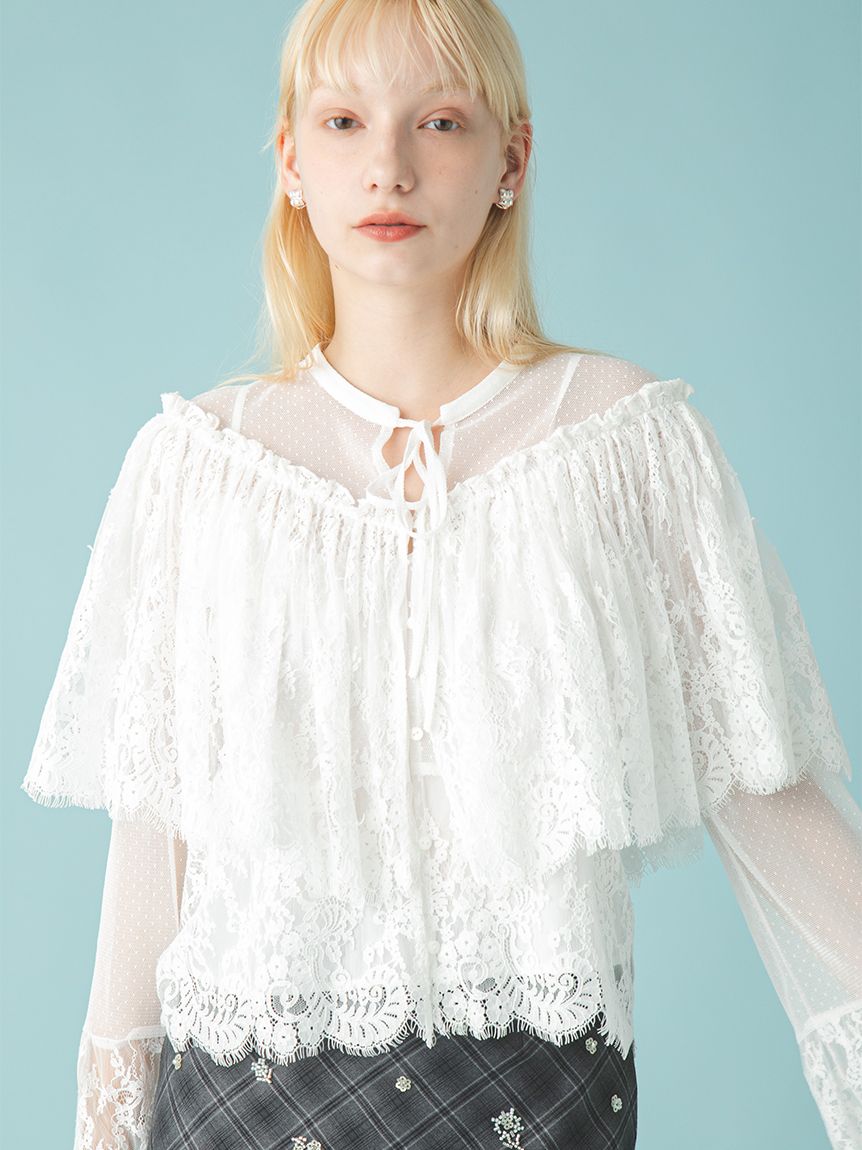 スカラップレースブラウス(シャツ／ブラウス)｜トップス｜FURFUR
