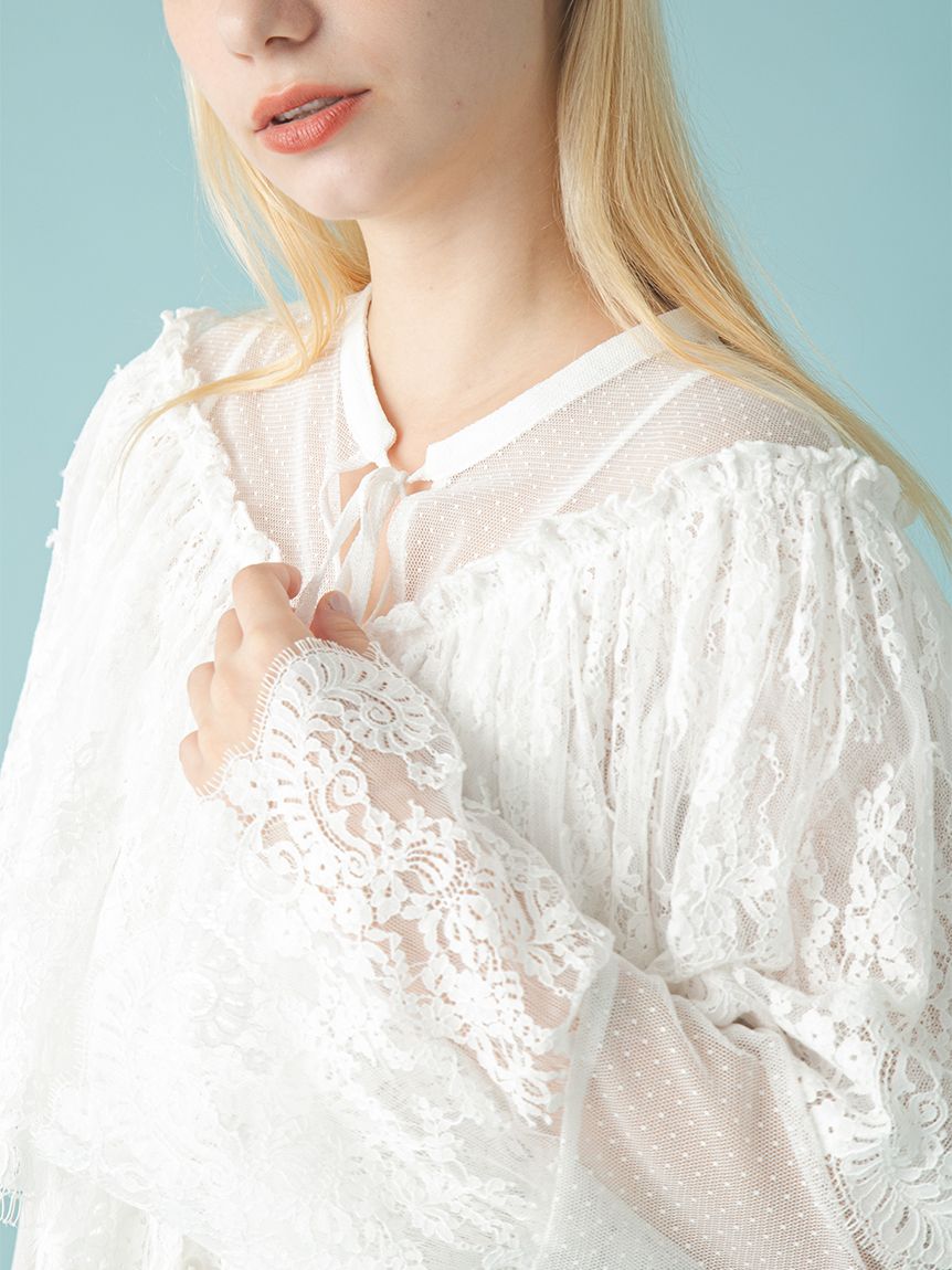 スカラップレースブラウス(シャツ／ブラウス)｜トップス｜FURFUR