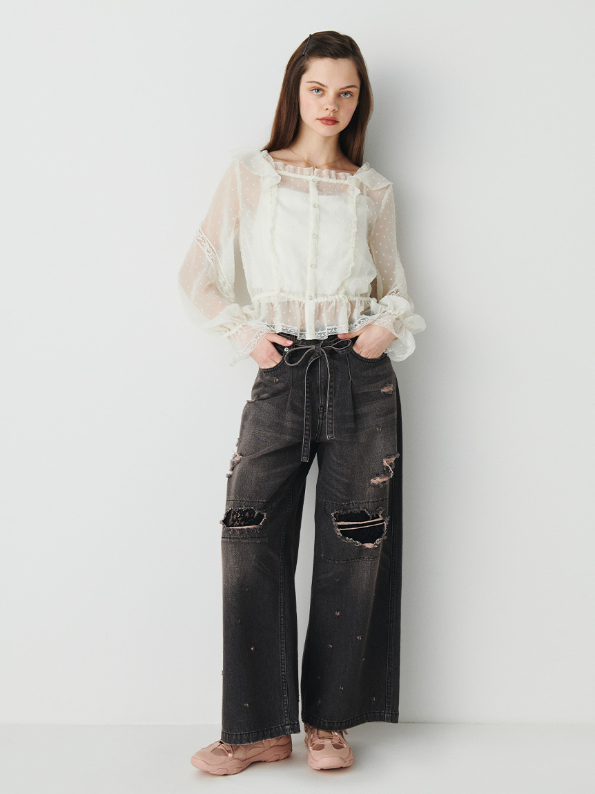 レースフリルブラウス(シャツ／ブラウス)｜トップス｜FURFUR（ファー