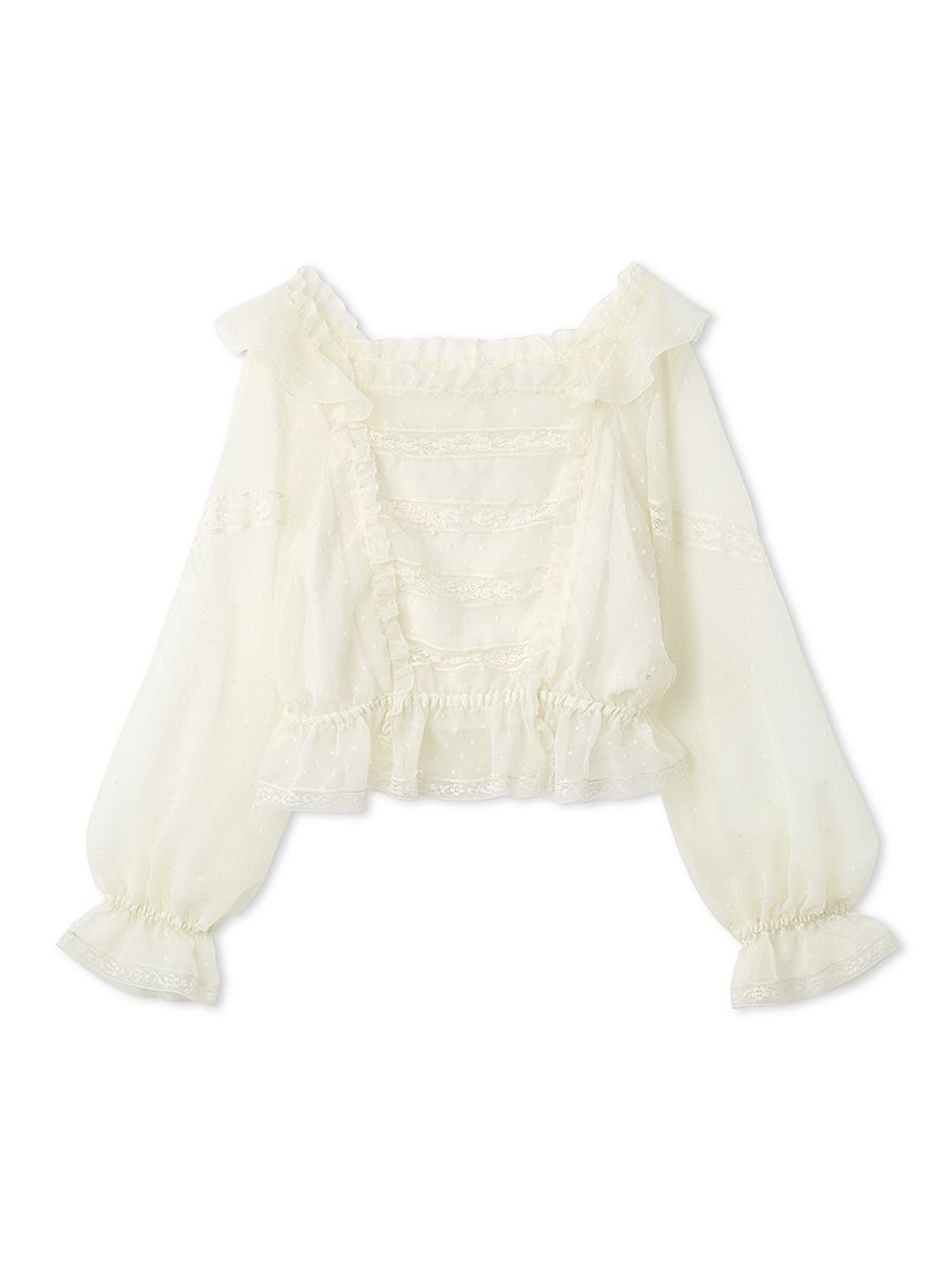 FUR FUR ファーファー シャツ ブラウス ホワイト レース リボン 美品 立体フラワーレースブラウス(シャツ／ブラウス)｜トップス｜FURFUR