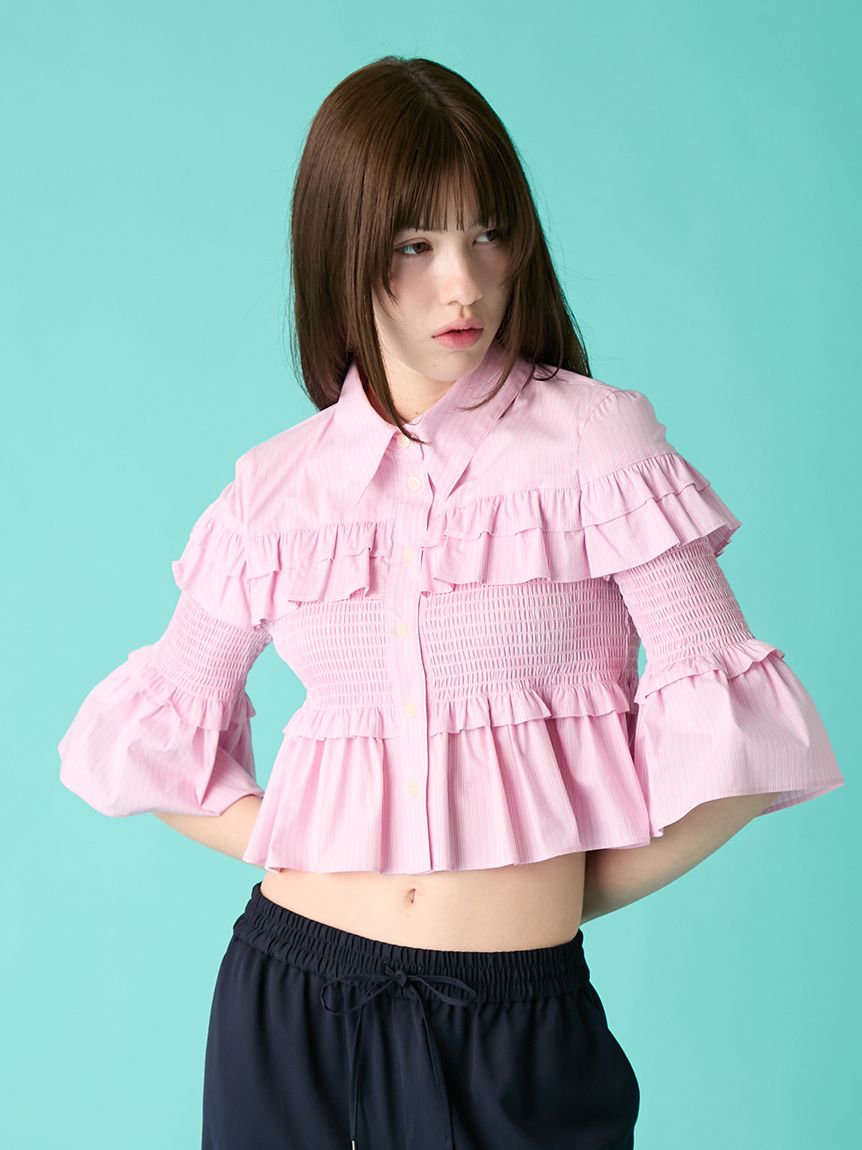 シャーリングフリルシャツ(シャツ／ブラウス)｜トップス｜FURFUR