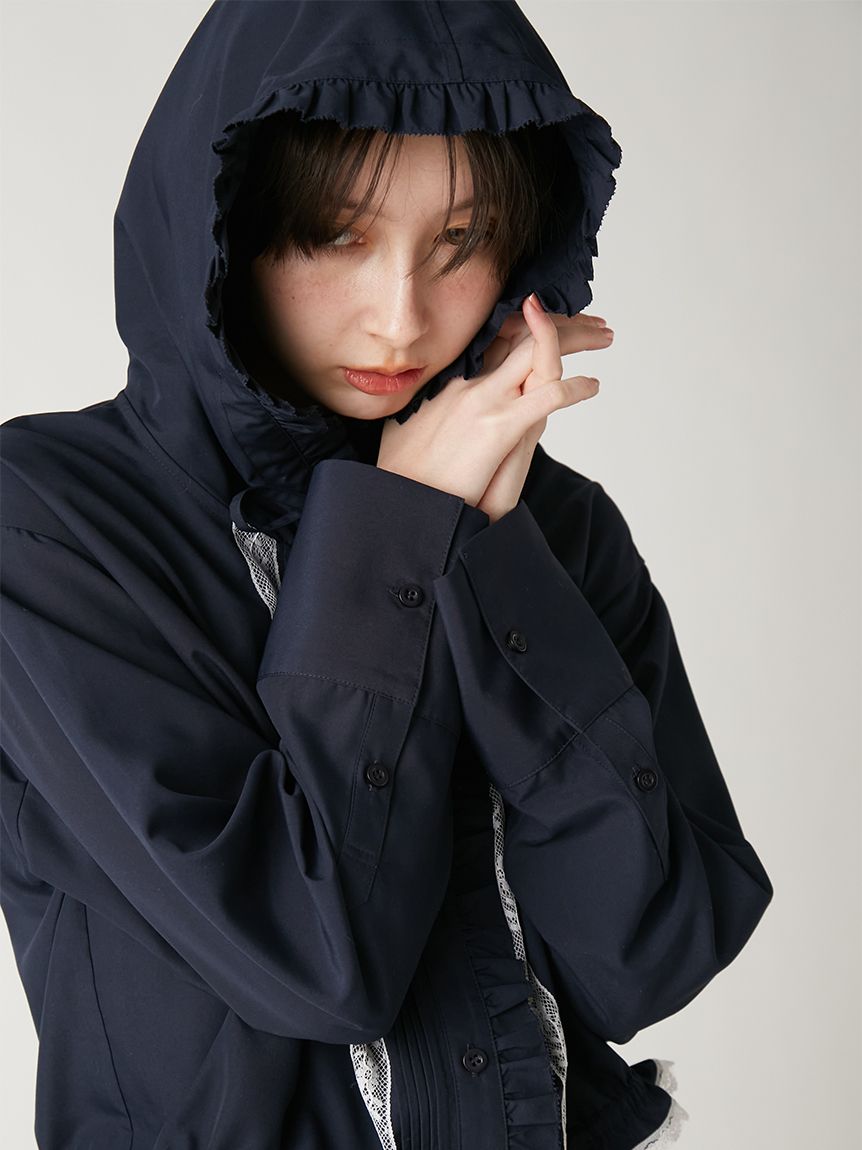 LUMISHADE】UVカットフード付きフリルシャツ〈接触冷感〉(ジャケット