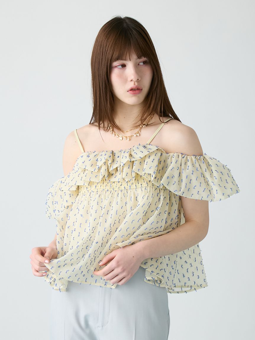 オフショルシアージャガードトップス(シャツ／ブラウス)｜トップス