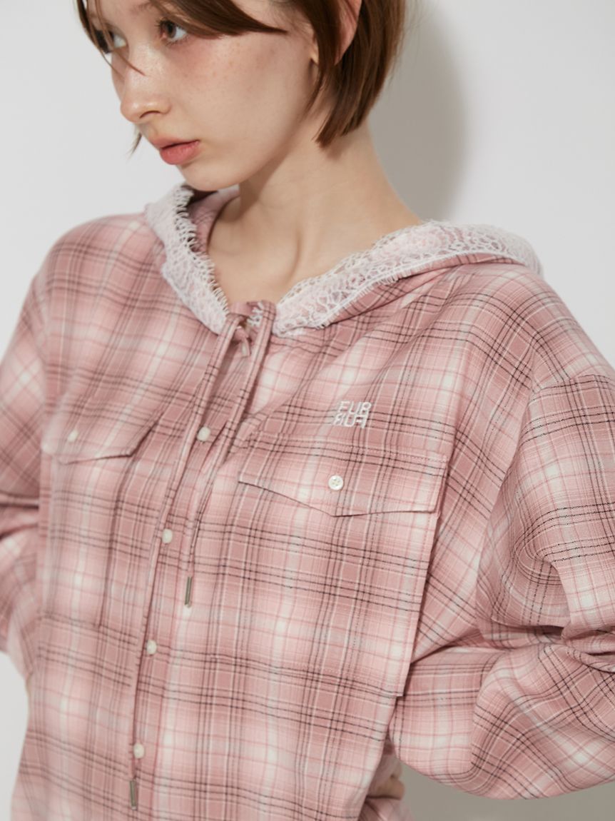 チェック柄フーディシャツ(シャツ／ブラウス)｜トップス｜FURFUR 