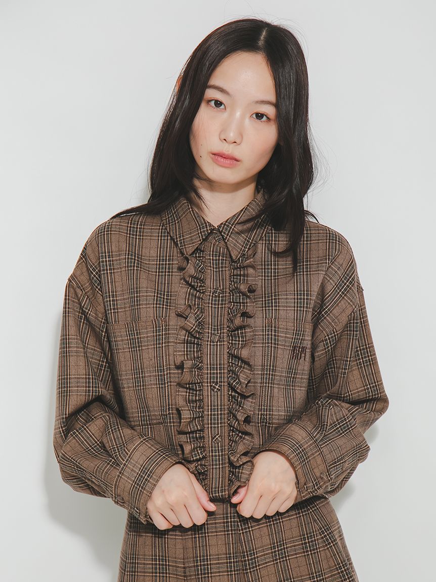 ロゴ刺繍フリルシャツ(シャツ／ブラウス)｜トップス｜FURFUR（ファー