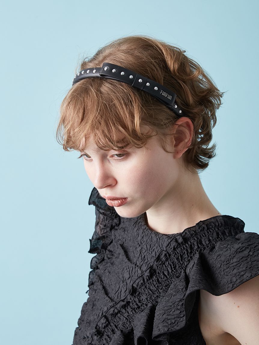 FURFUR スタッズリボンカチューシャ スタッズリボンカチューシャ(ヘアアクセサリー)|ファッション