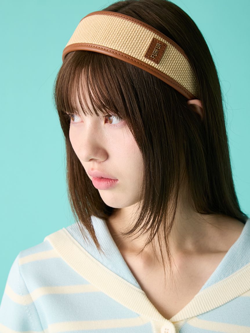 ラフィアライクレザートリミングカチューシャ(ヘアアクセサリー