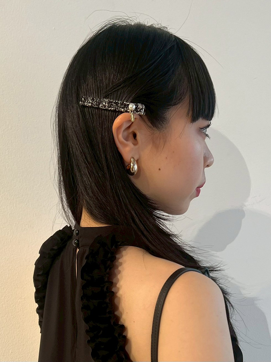 ツイード×ベロアヘアクリップセット(ヘアアクセサリー)｜ファッション