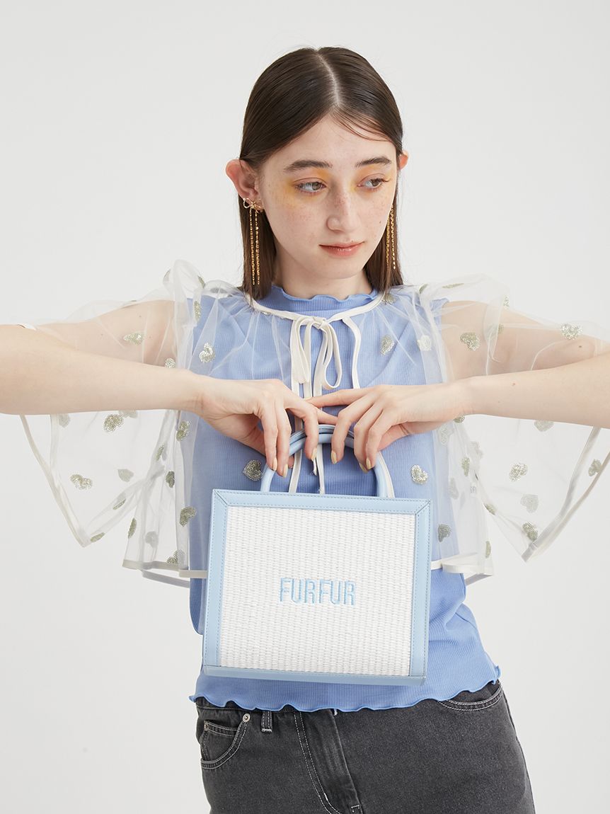 【即購入可】FURFUR ラフィアロゴトート ブルー FURFUR ラフィアロゴトートバッグ ブルー （オフィシャル限定