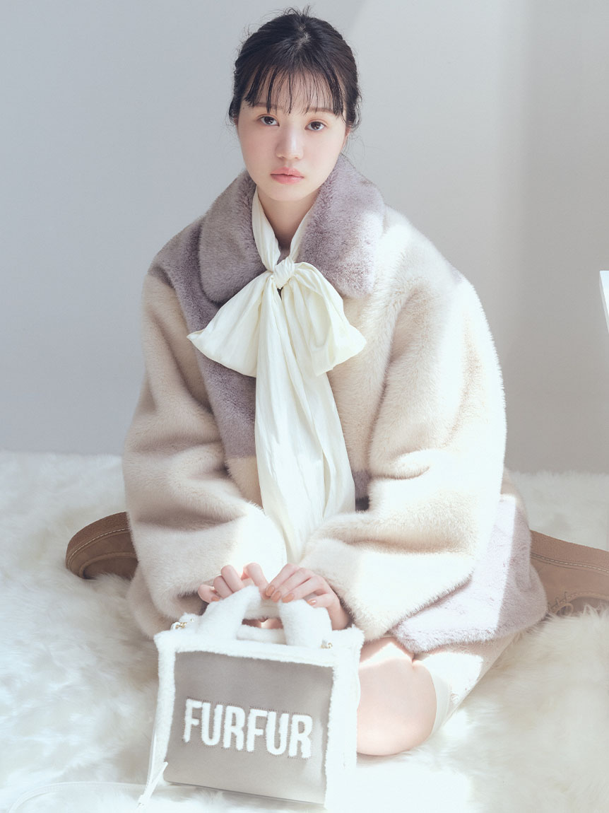 FURFUR ムートンロゴトートバッグ IVR アイボリー WEB・一部店舗限定カラー】ムートンロゴトートバッグ(バッグ)｜FURFUR