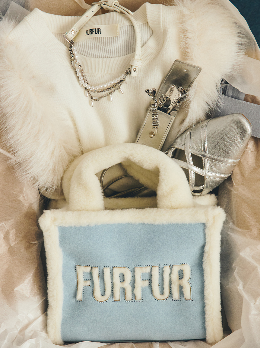 ムートン羊毛ファー付きバッグ ファーファー FURFUR 【WEB・一部店舗限定カラー】ムートン