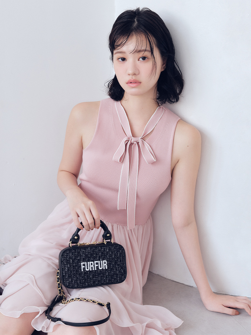 【最終値下げ】FURFUR ツイード ショルダーバッグ サックス 最終値下げ】FURFUR ツイード ショルダーバッグ サックス 2025年