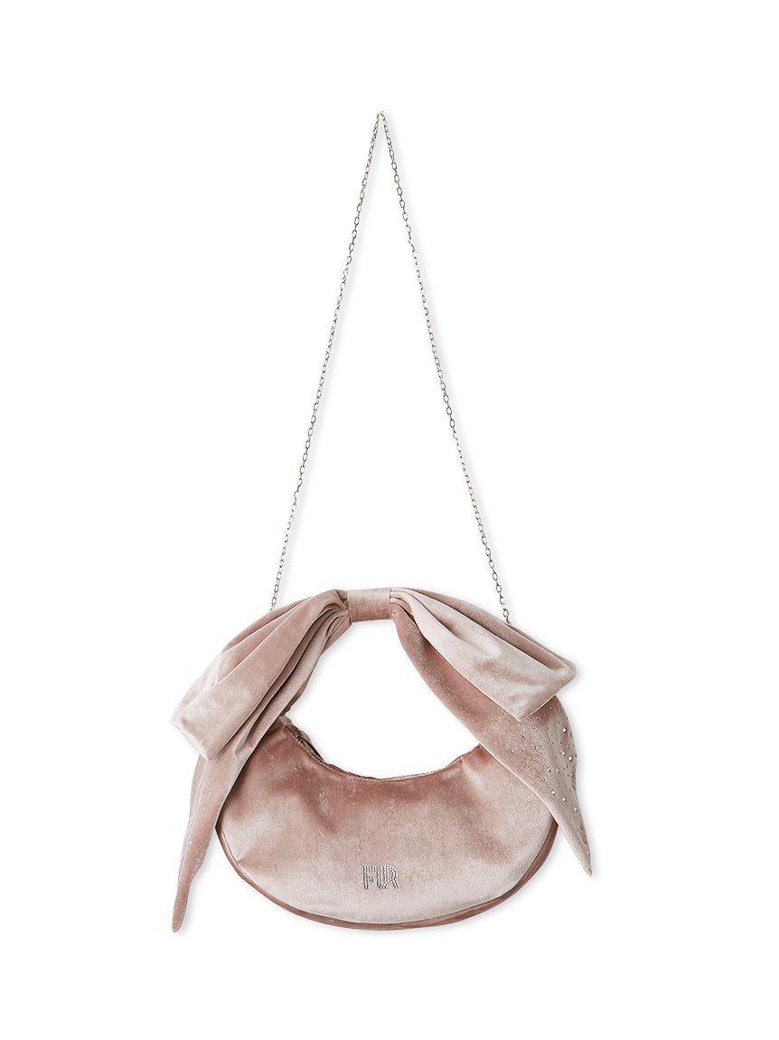 WEB限定】クリスタルロゴベロアリボンバッグ(ハンドバッグ)｜BAG