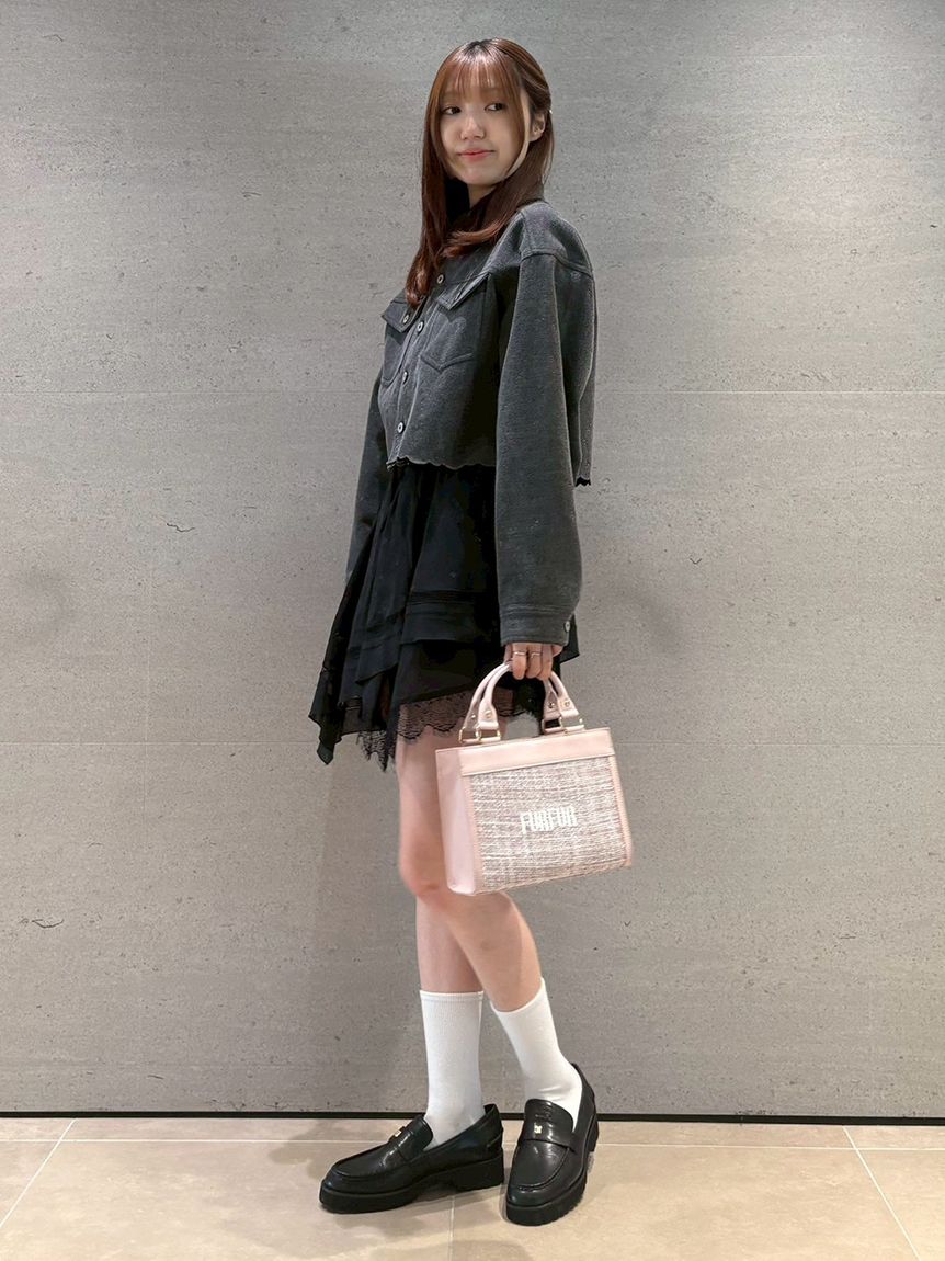 FURFUR ツイードロゴトートバッグ ブラック ファーファー FURFUR ツイードロゴトートバッグ (Lsize) （BLK