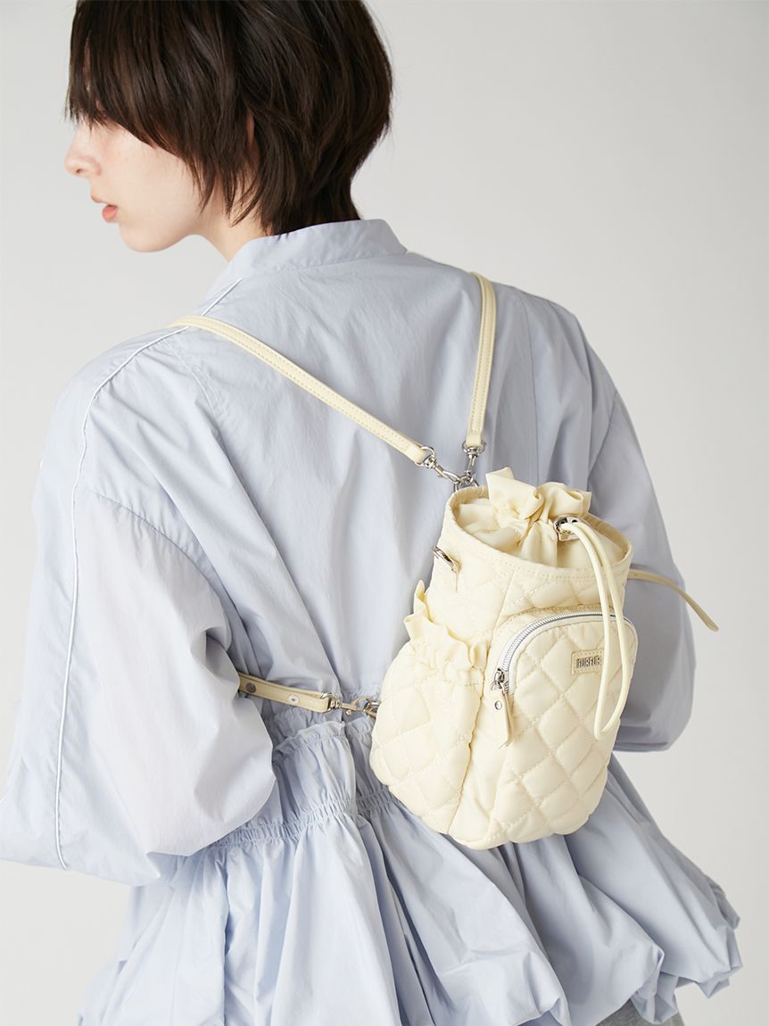 500mlボトル収納可能＞2WAYナイロンキルティングショルダーバッグ【WEB