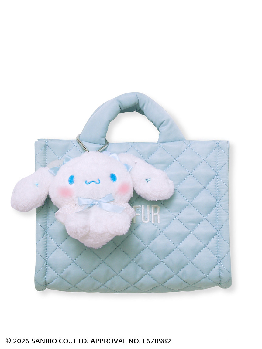 シナモロール】ぬいぐるみチャーム付きキルティングトートバッグ