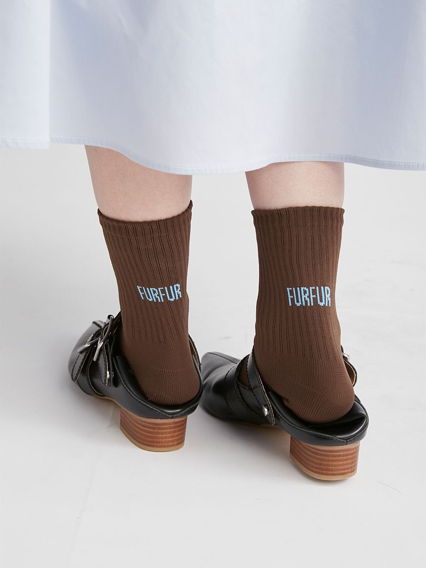 PRADA ブラック ソックス ロゴ入り 刺繍 靴下 ロゴ入りリブソックス