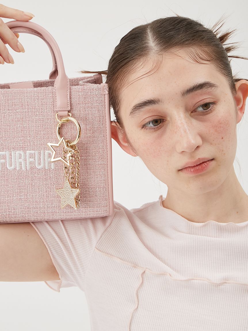 FURFUR ファーバッグ ホワイト ハート型チャーム付き