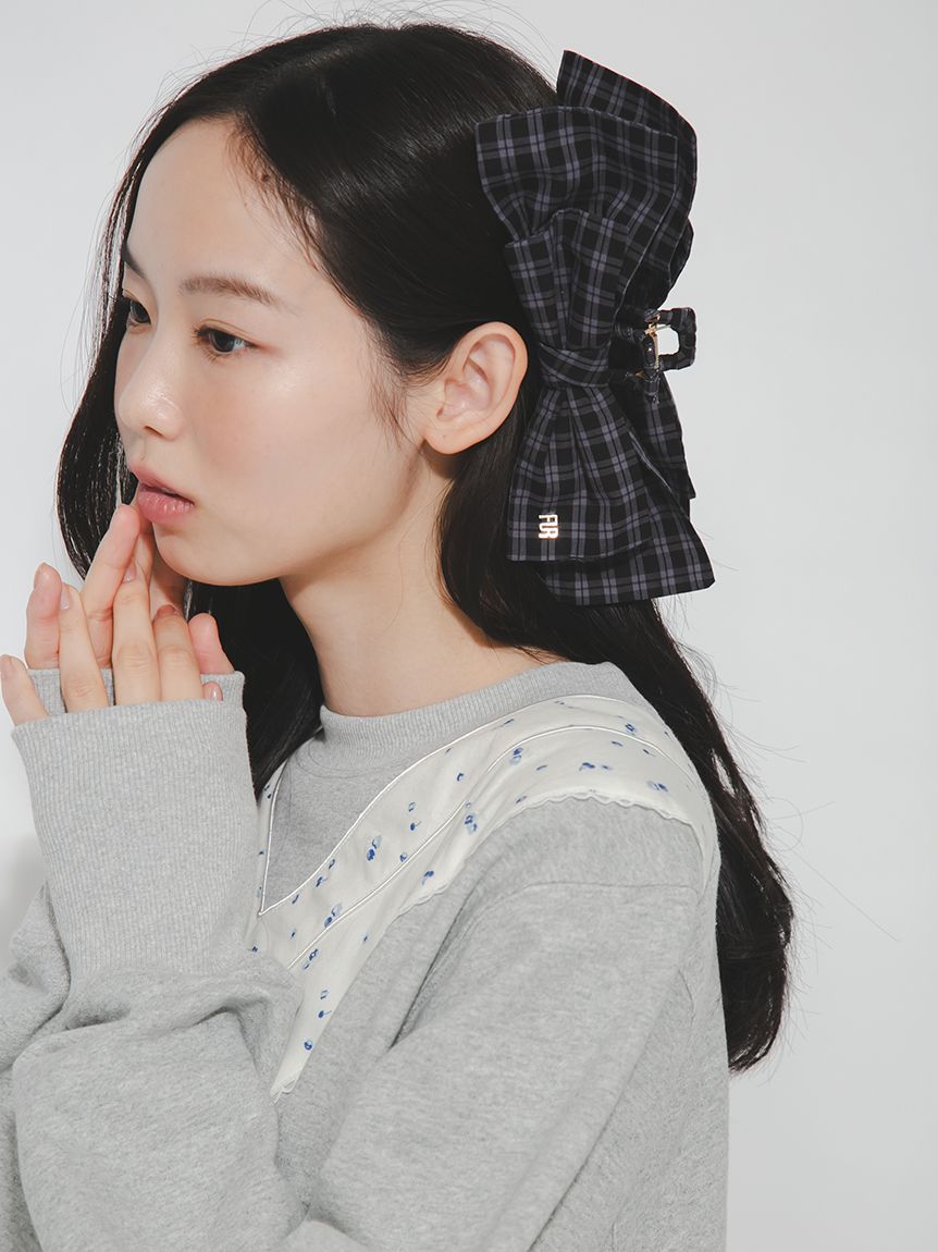 チェックリボンへアクリップ(ヘアアクセサリー)｜ACCESSORY｜FURFUR