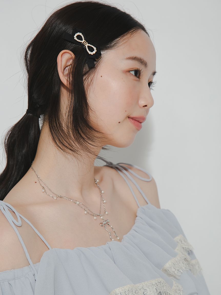 クリスタルリボンヘアピンセット(ヘッドアクセサリー)｜ACCESSORY