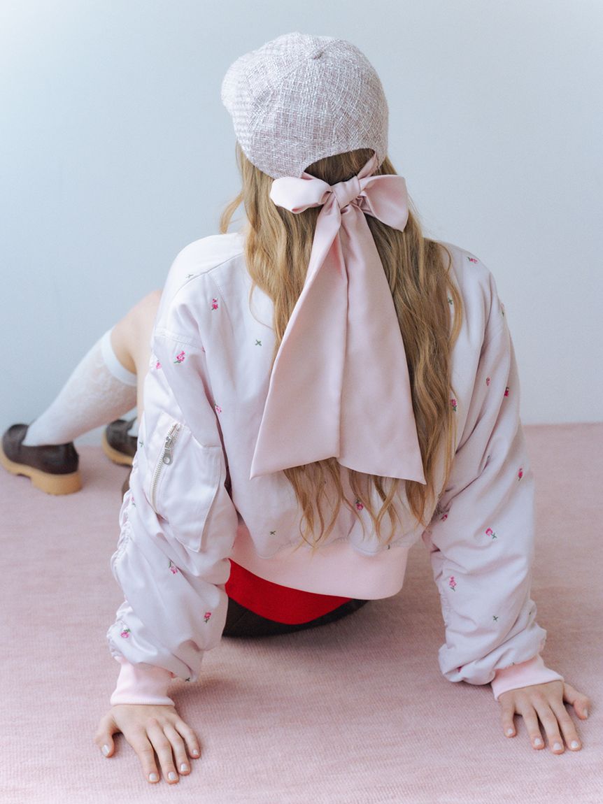 ツイード×サテンビッグリボンキャップ(帽子)｜ファッション雑貨