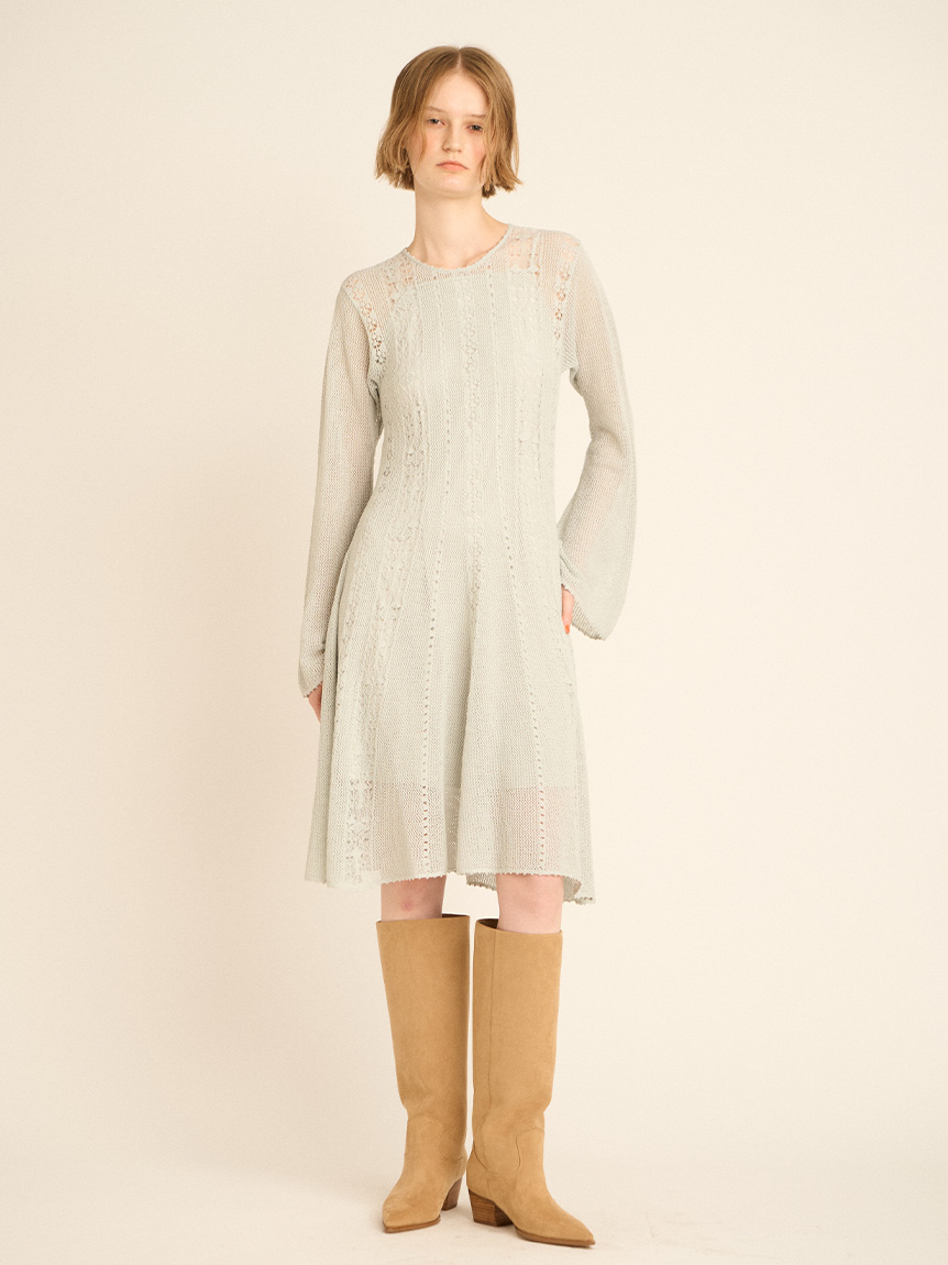 透かし編みニットワンピース(ミニワンピース)｜ワンピース｜FURFUR
